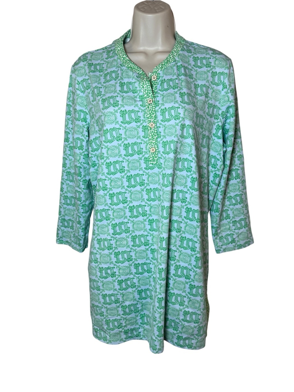 J. McLaughlin Biscayne 3/4 sleeve band collar tunic SZ XL